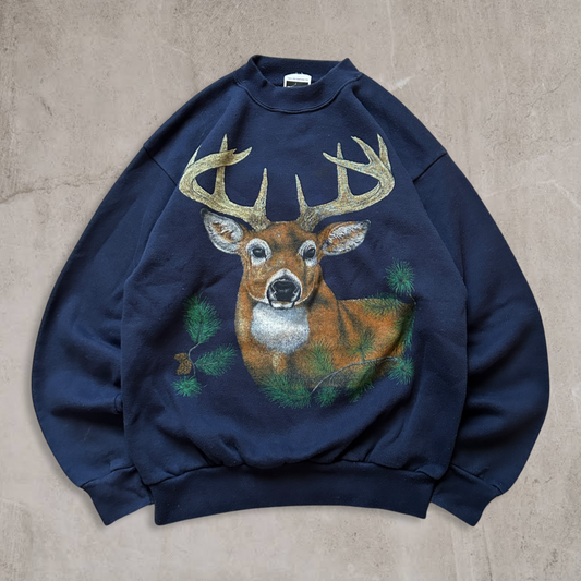 Navy Deer Sweatshirt 1990s (M)