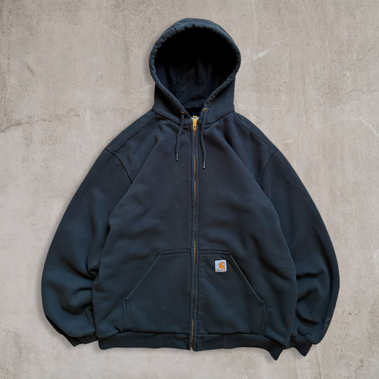 Black Carhartt Hooded Thermal Fleece Jacket 2000s (M)