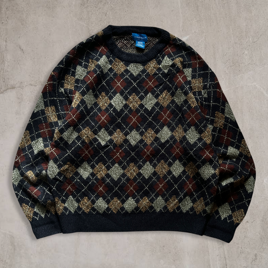 Earth Tone Pattern Sweater 1990s (M)