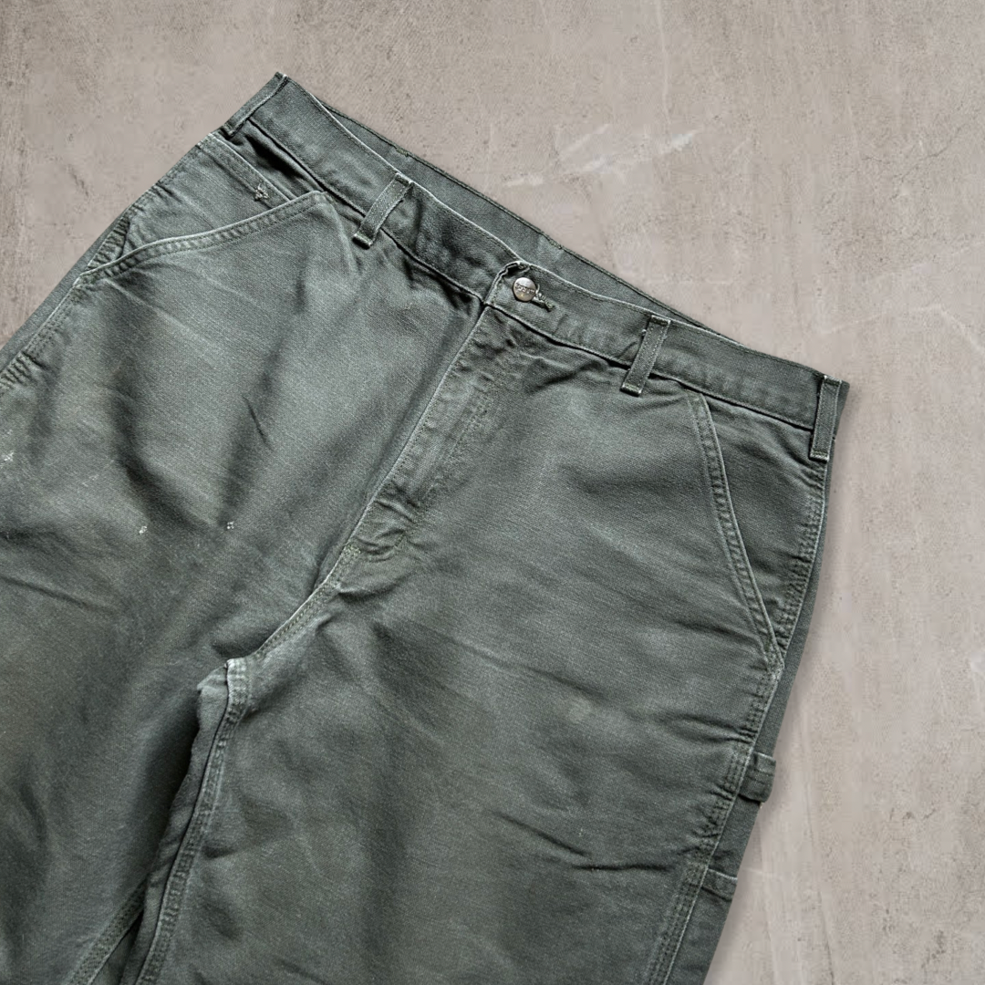 Distressed Moss Green Carhartt Carpenter Pants 2000s (36x32)