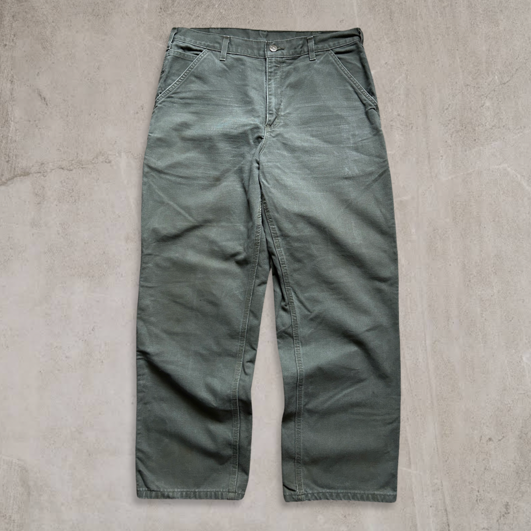 Faded Moss Green Carhartt Carpenter Pants 2000s (34x30)