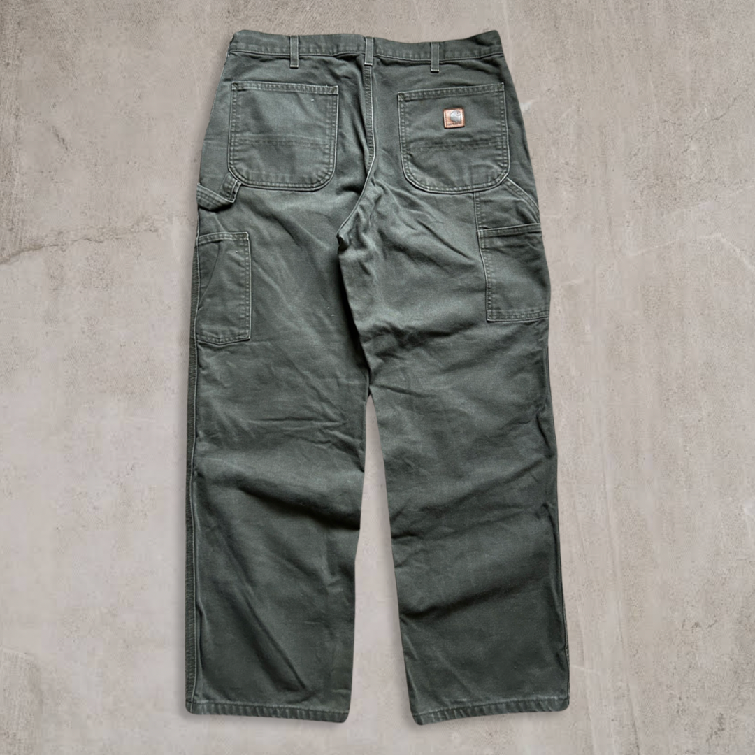 Faded Moss Green Carhartt Carpenter Pants 2000s (34x30)