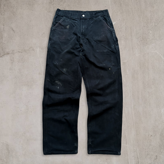 Distressed Black Carhartt Carpenter Pants 2000s (34x33)