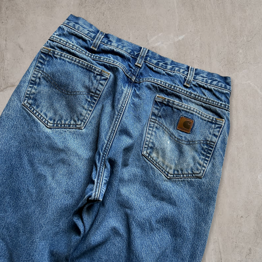 Faded Denim Carhartt Flannel Lined Jeans 2000s (34x31)