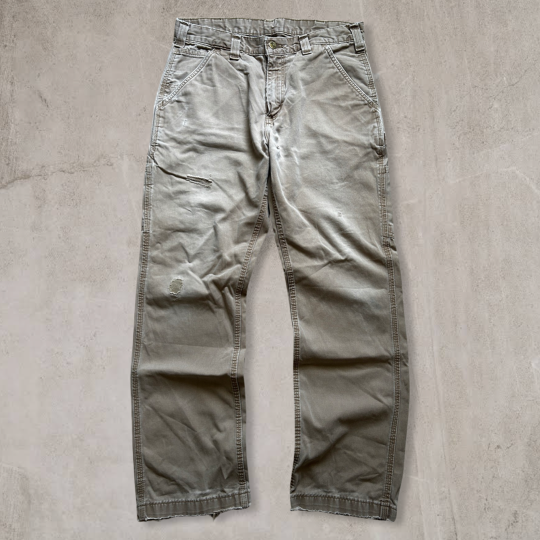 Faded Distressed Tan Carhartt Carpenter Pants 2000s (33x30)