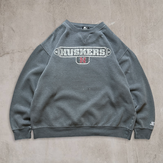 Grey Nebraska Huskers Sweatshirt 1990s (M)
