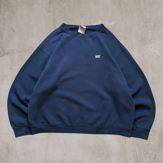 Navy Nike Spell-Out Sweatshirt Y2K 2000s (XL)
