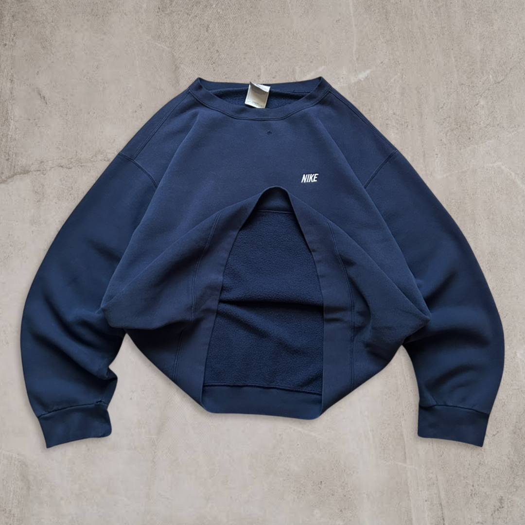 Navy Nike Spell-Out Sweatshirt Y2K 2000s (XL)