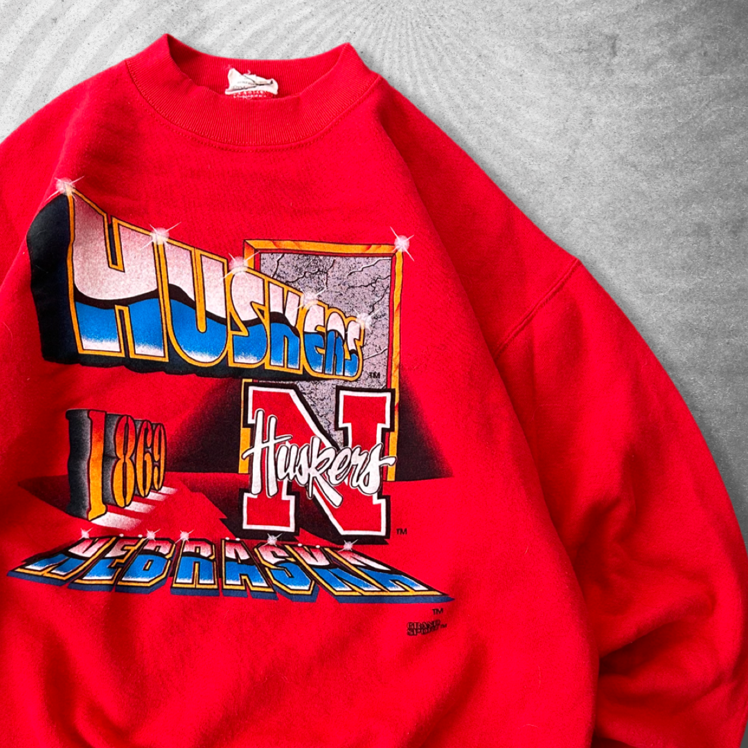 Red Nebraska Huskers Sweatshirt 1990s (L)