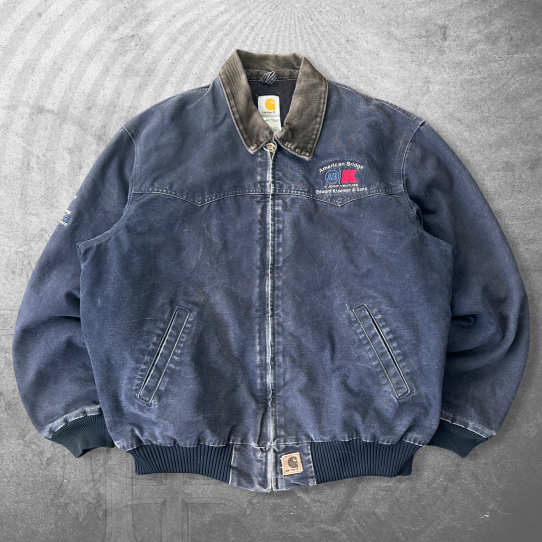 Faded Navy Blue Carhartt Santa Fe Jacket 1990s (XL)