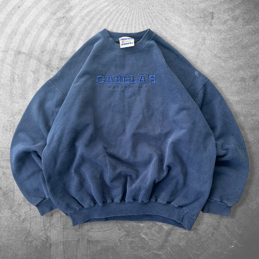 Faded Navy Blue Cabelas Sweatshirt 1990s (L)