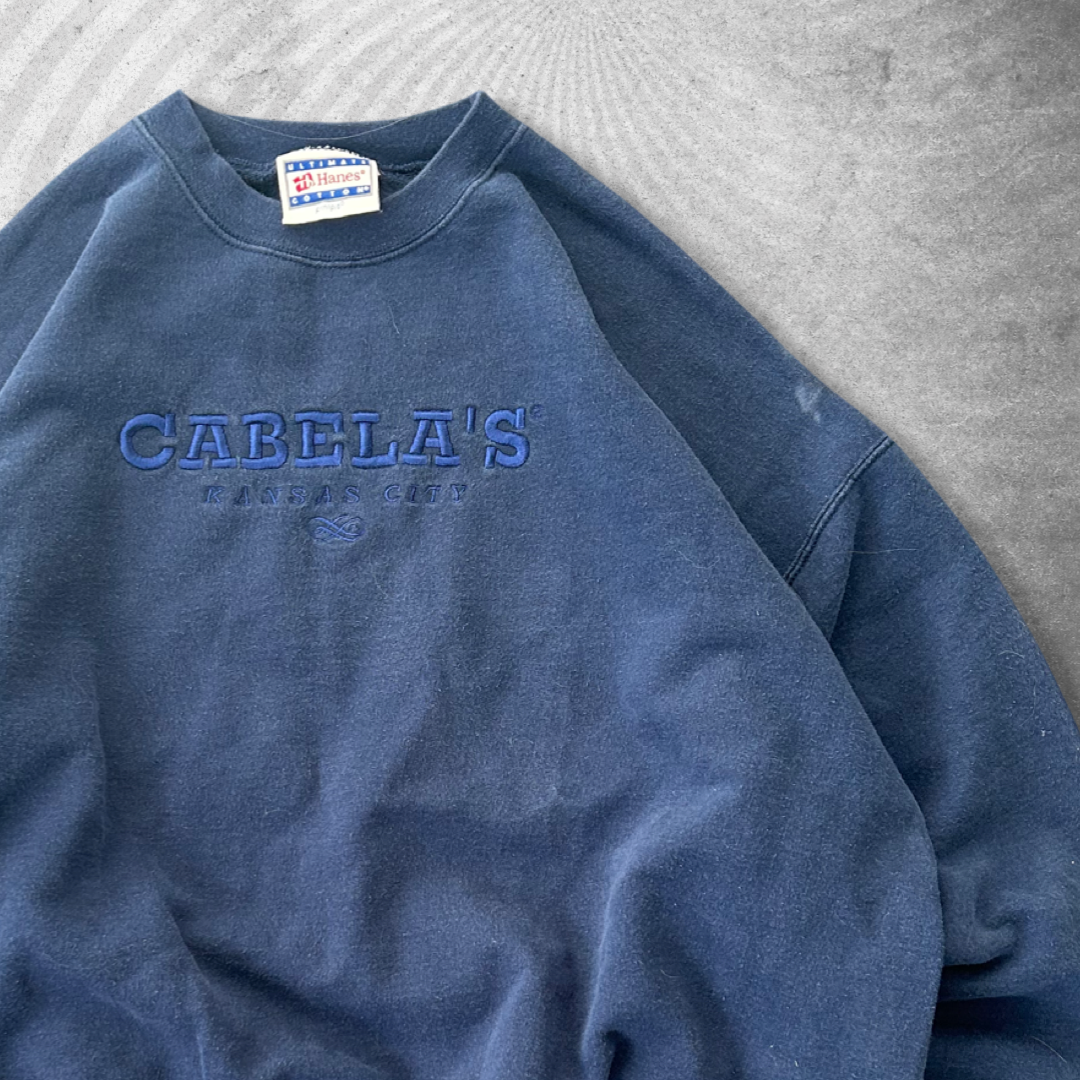 Faded Navy Blue Cabelas Sweatshirt 1990s (L)