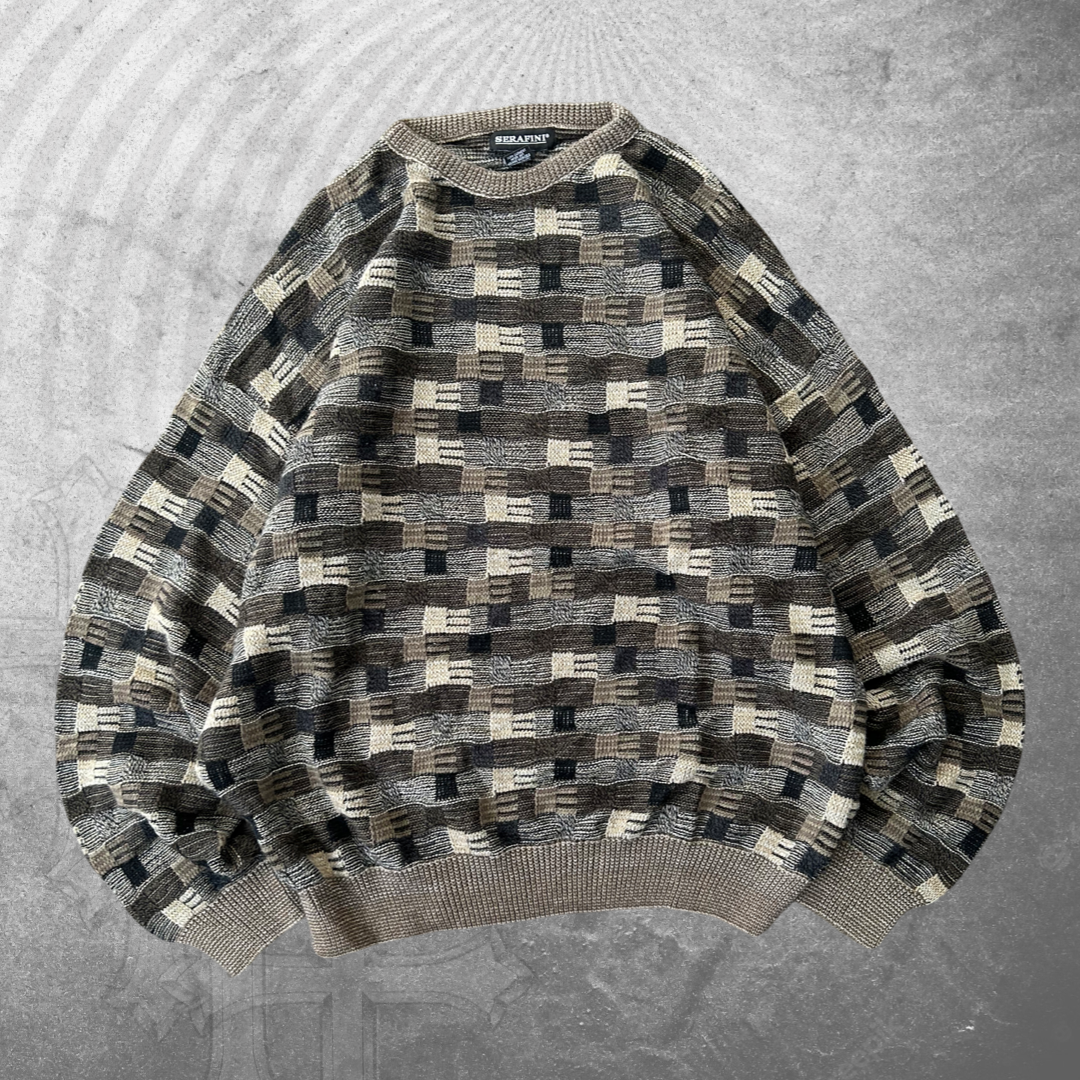 Earth Tone Pattern Sweater 1990s (XL)