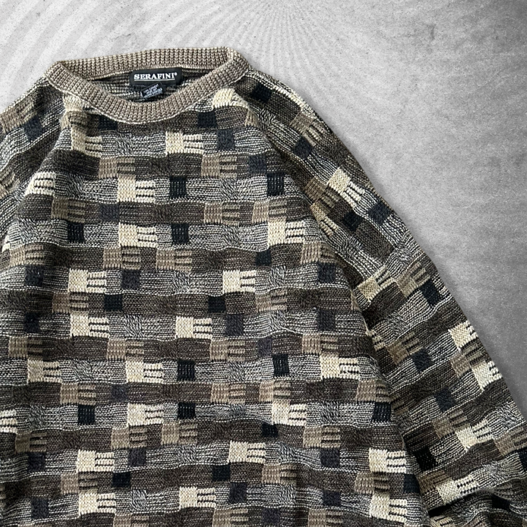 Earth Tone Pattern Sweater 1990s (XL)