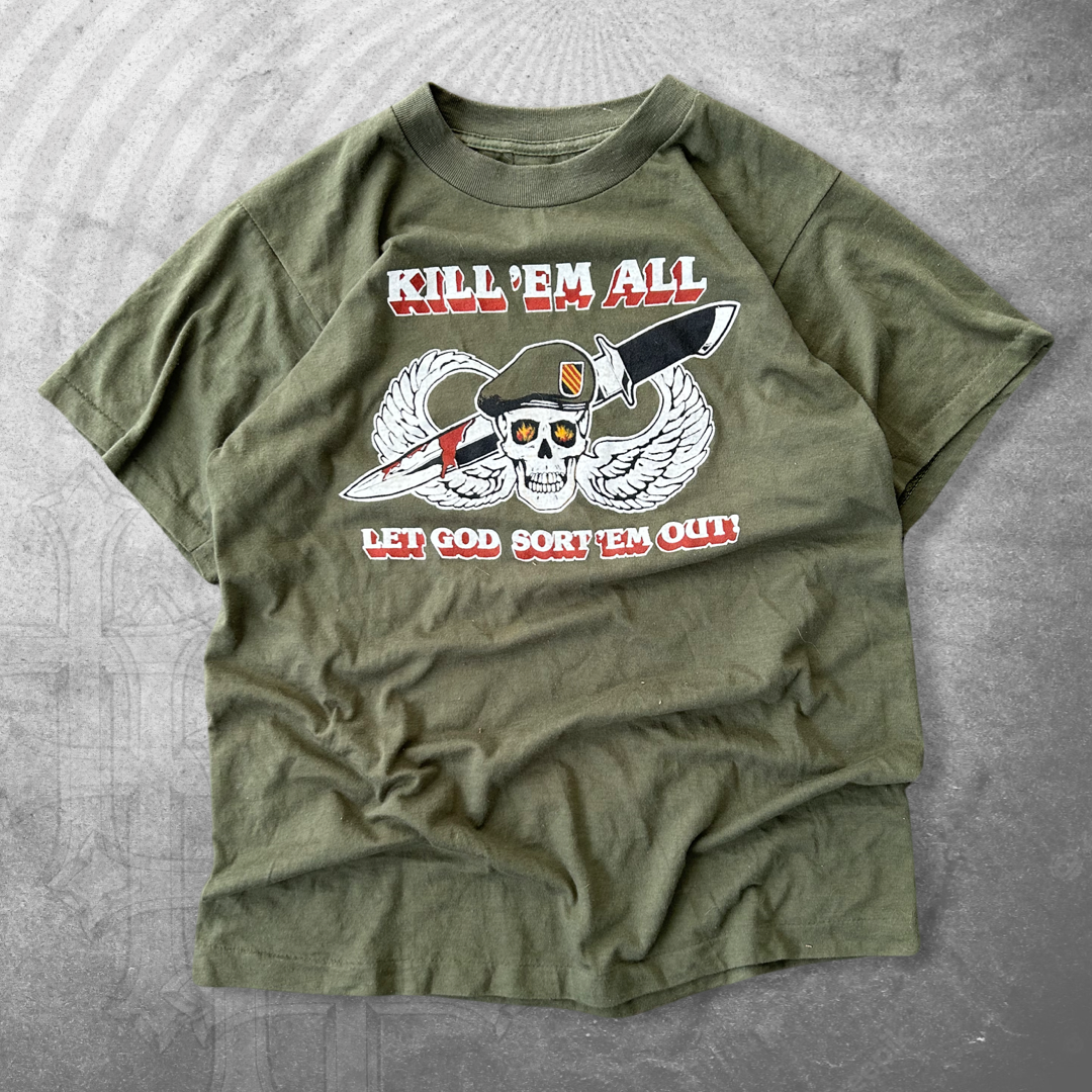 Army Green Kill ‘Em All Shirt 1980s (S)