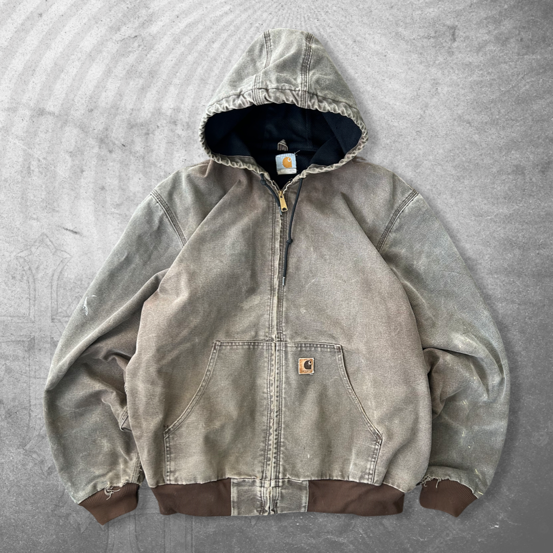 Faded Brown Carhartt Hooded Jacket 1990s (XL)