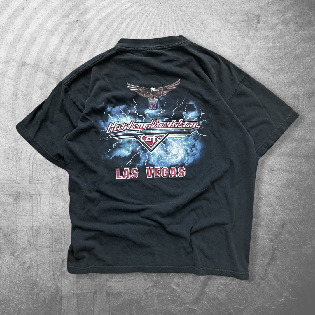 Black Harley Cafe Lightning Shirt 1990s (M/L)