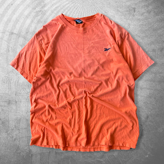 Thrashed Faded Orange Reebok Shirt 1990s (XL)