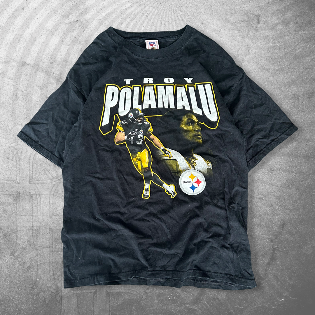 Black Troy Polamalu Steelers Shirt 2000s (L)