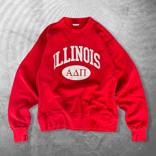 Red Illinois Fraternity Sweatshirt 1990s (XL)