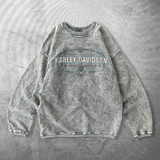 Faded Grey Harley Eagle Sweatshirt 2000s (M)