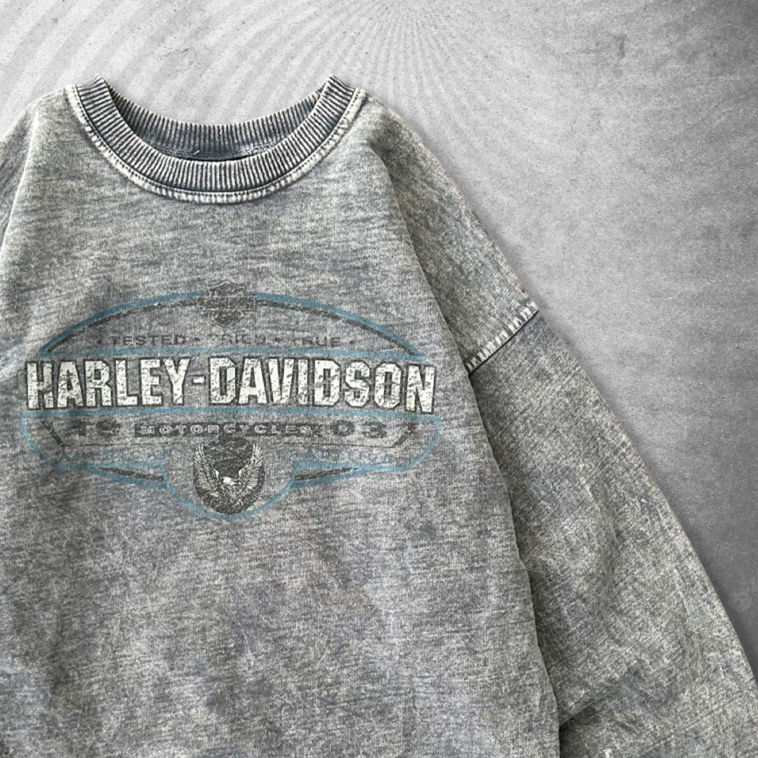 Faded Grey Harley Eagle Sweatshirt 2000s (M)