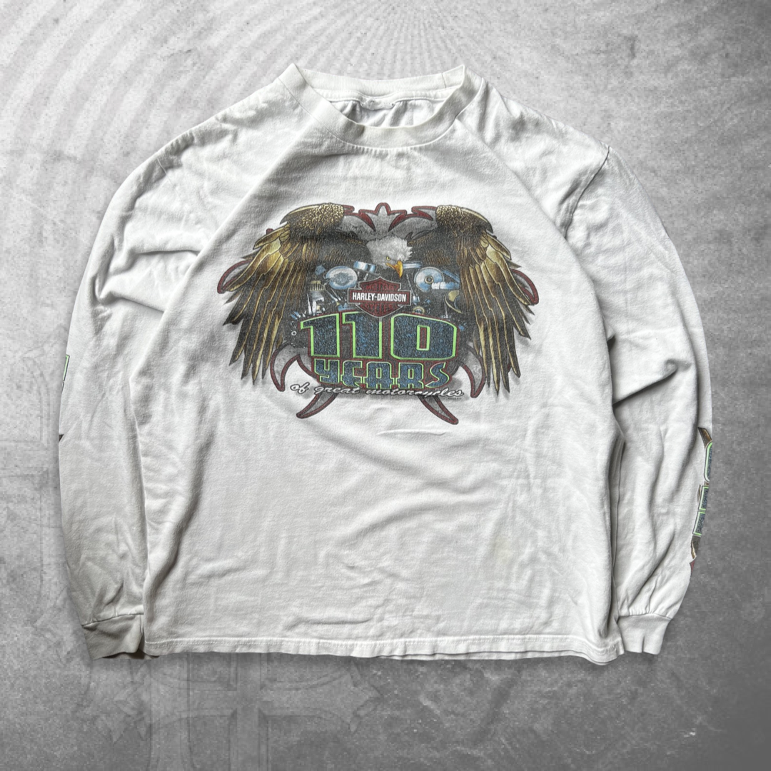 White Harley 110 Years Of Greatness Long Sleeve Shirt (M)