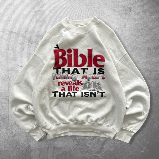 Bone White Bible Sweatshirt 1990s (M/L)