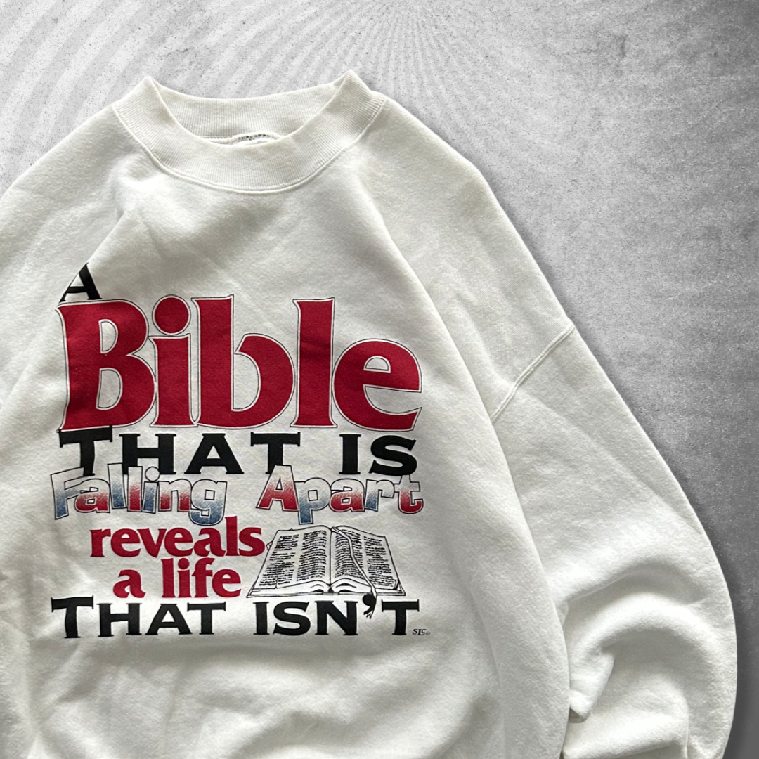 Bone White Bible Sweatshirt 1990s (M/L)