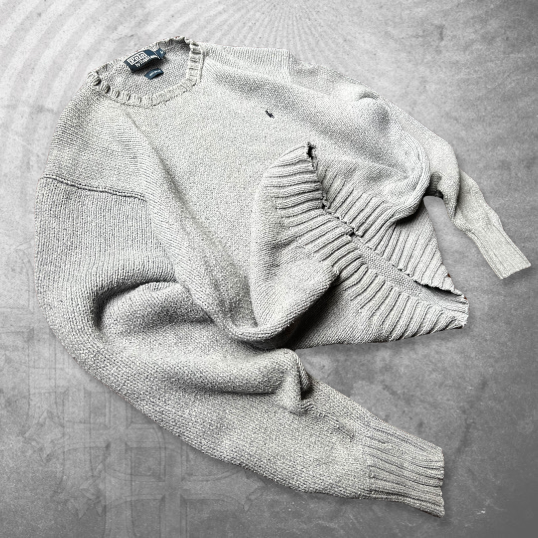 Grey Polo Ralph Lauren Sweater 1990s (L)