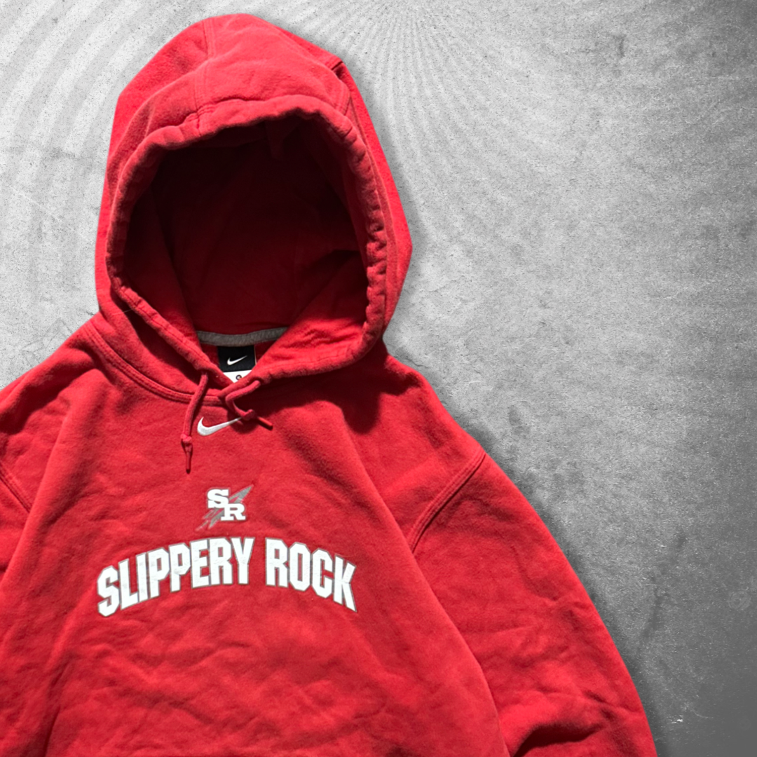 Red Slippery Rock Nike Center Swoosh Hoodie 2000s (XL)