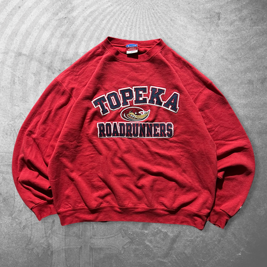Red Champion Topeka Roadrunners Sweatshirt 2000s (XL)