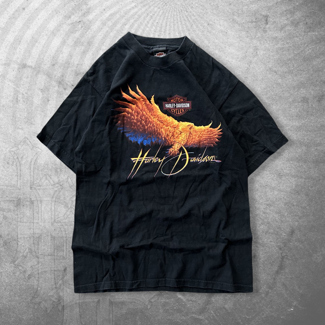 Black Harley Flame Eagle Shirt 1997 (M)