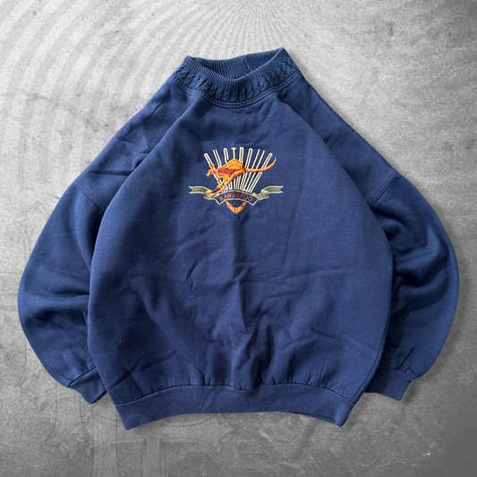 Boxy Navy Blue Australia Kangaroo Sweatshirt 1990s (M)