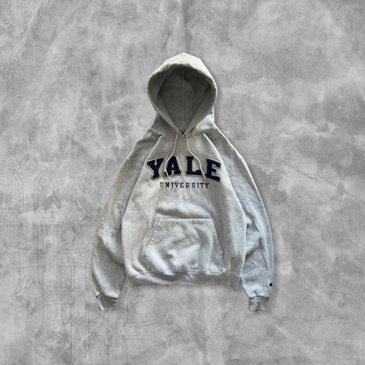 Grey Yale Champion Hoodie 2000s (M)