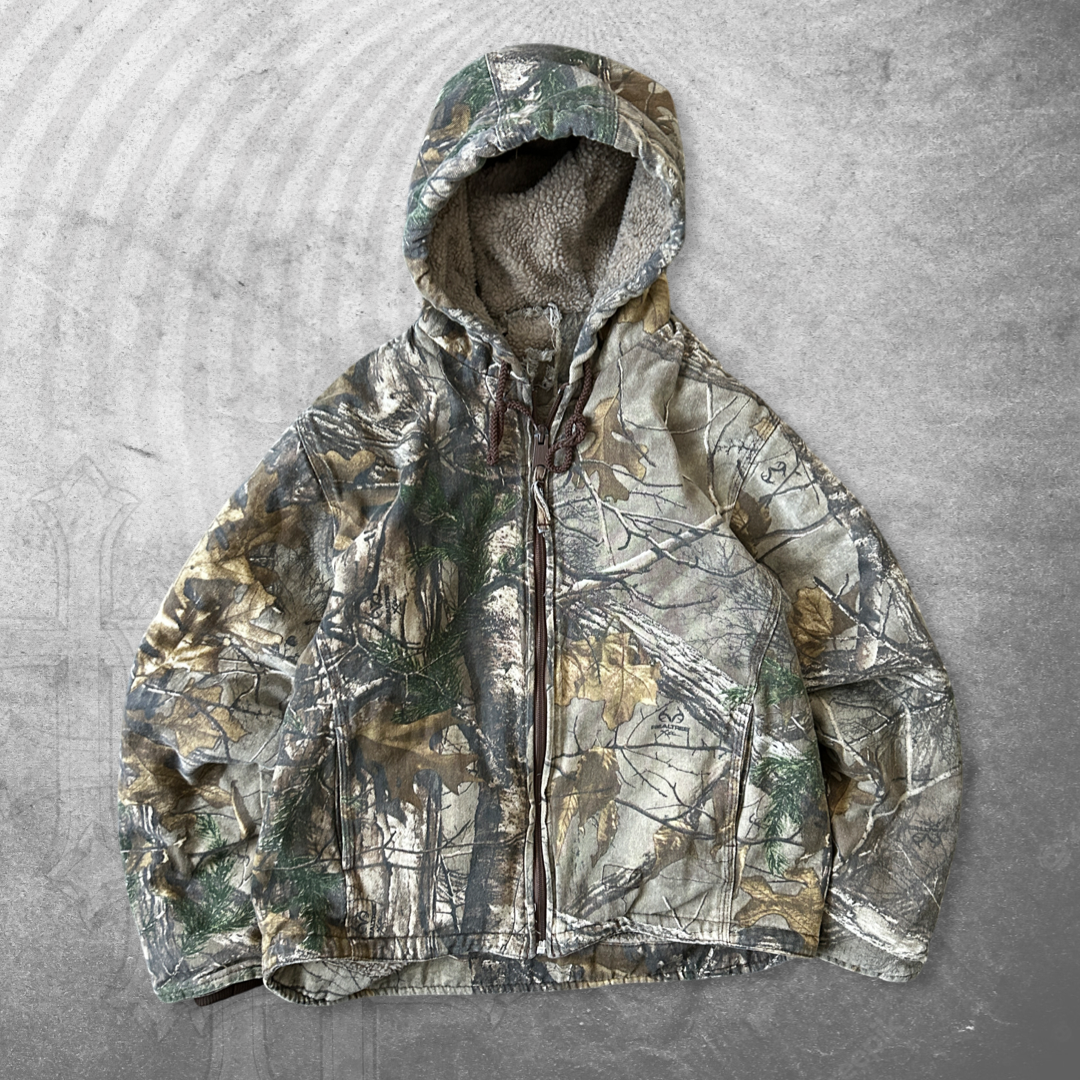 Camo Sherpa Lined Hooded Jacket 1990s (S)
