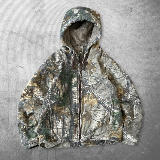 Camo Sherpa Lined Hooded Jacket 1990s (S)