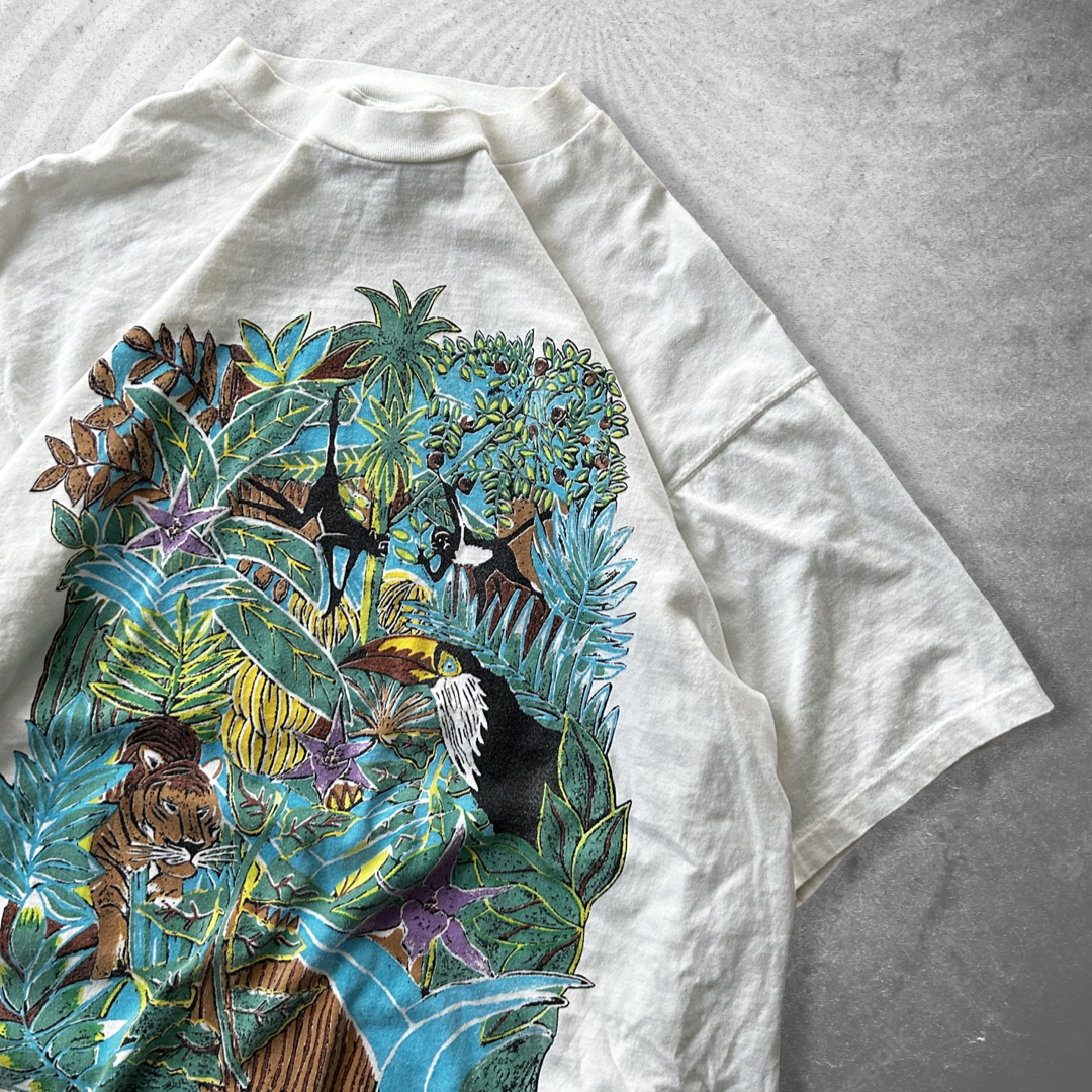 White Distressed Lacoste Jungle Shirt 1992 (L)