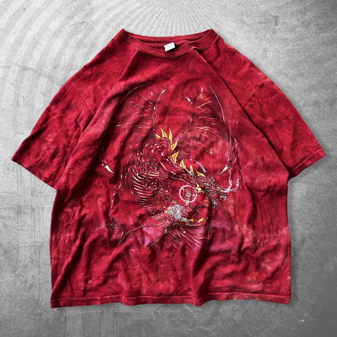 Boxy Red Dragon Wizard Shirt 1990s (L/XL)