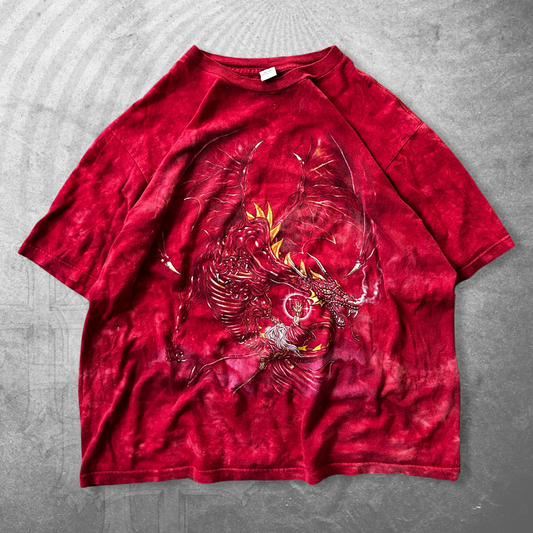 Boxy Red Dragon Wizard Shirt 1990s (L/XL)