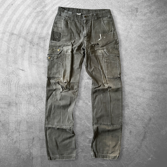 Distressed Brown Carhartt Cargo Double Knee Pants 2000s (34x34)