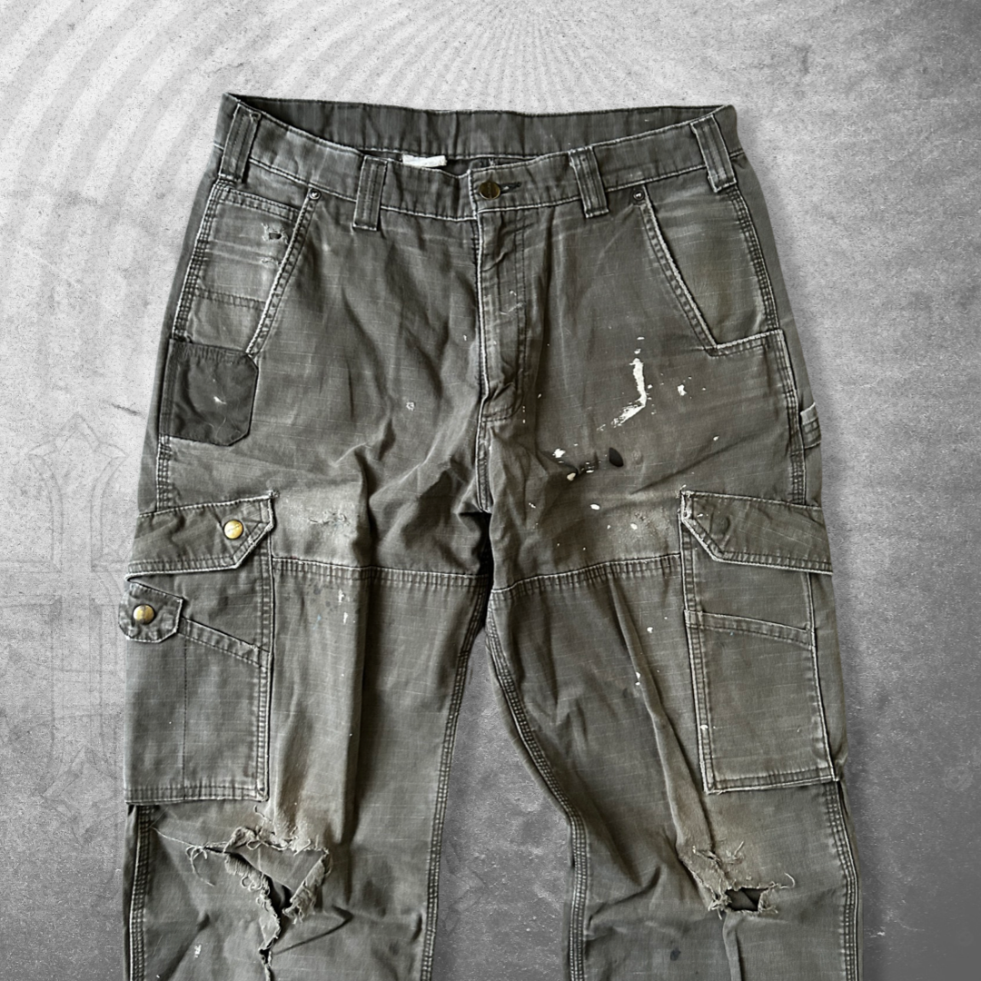 Distressed Brown Carhartt Cargo Double Knee Pants 2000s (34x34)