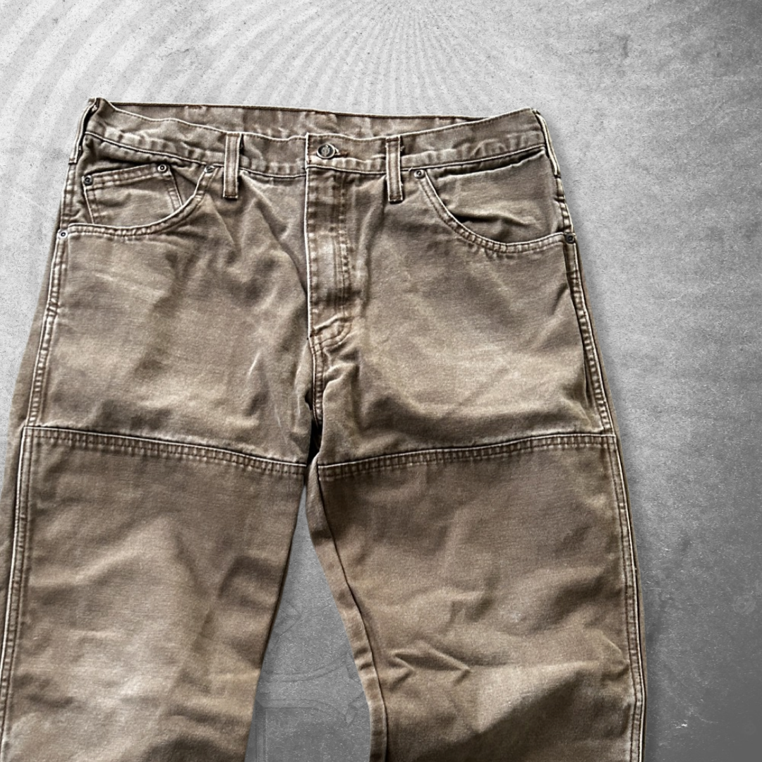 Faded Brown Dickies Double Knee Pants 1990s (34x31)