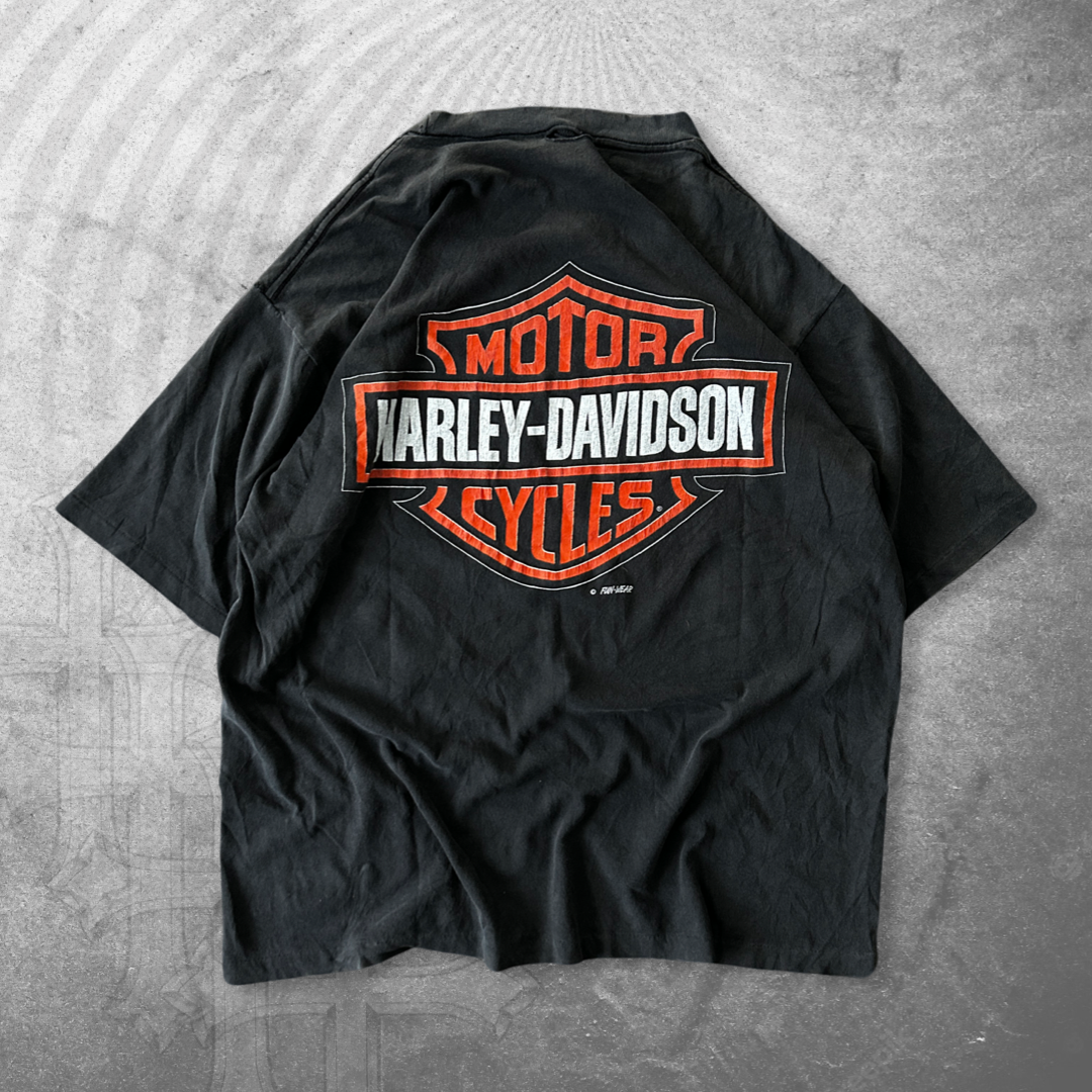 Faded Black Harley Midnight Rider Shirt 1990s (L)