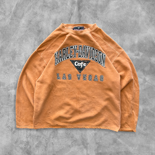 Distressed Burnt Orange Harley Davidson Sweatshirt (XXL)