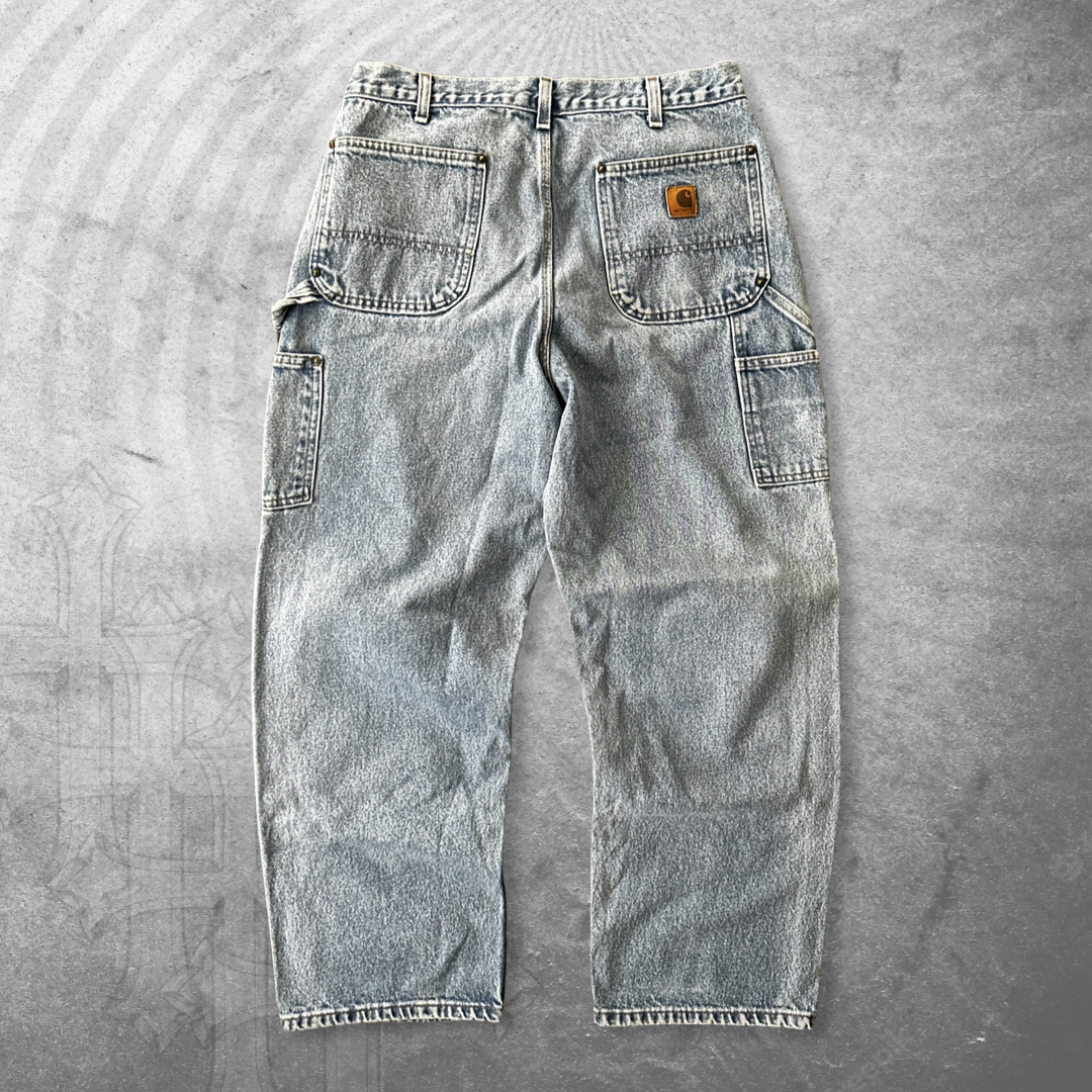 Faded Carhartt Double Knee Jeans 1990s (34x30)