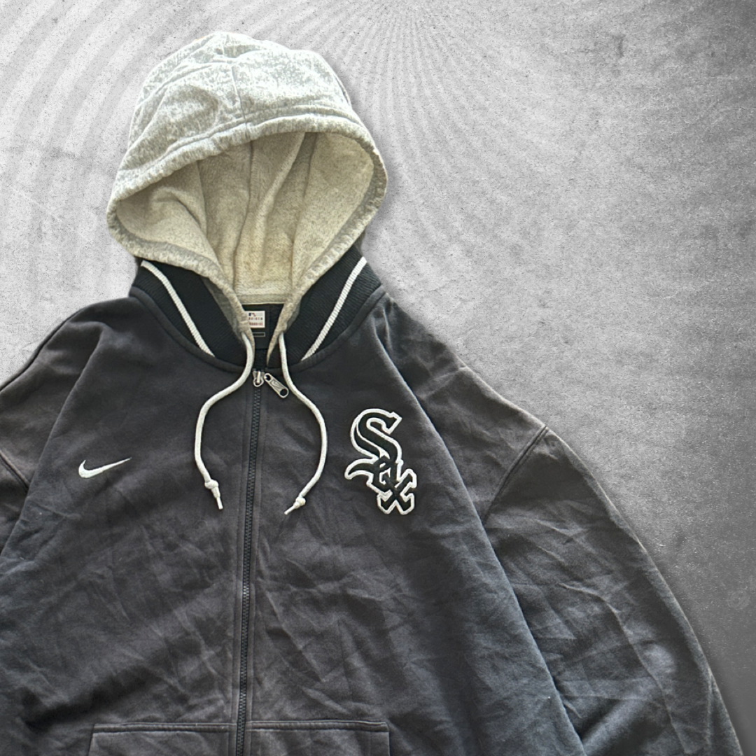Faded Black Nike White Sox Hooded Jacket 2000s (XL)