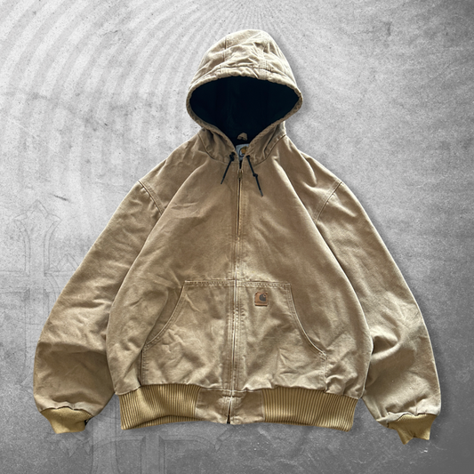 Camel Brown Carhartt Hooded Jacket 1990s (XL)