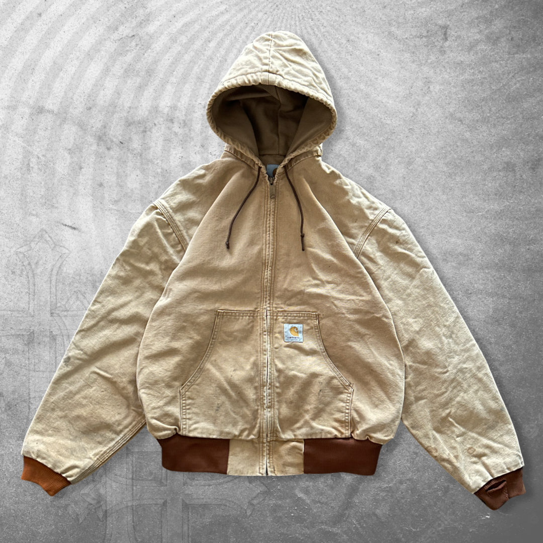 Sandstone Carhartt Hooded Work Jacket 1990s (L)