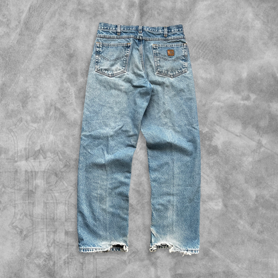 Faded Distressed Denim Carhartt Flannel Lined Jeans 1990s (31x31)